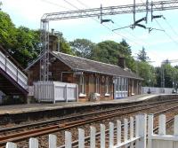 View east at Cardross on 2 June 2009. Not only is the original station building still standing here, but it has recently been given a fresh coat of paint.<br><br>[David Panton 02/06/2009]