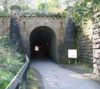 The original railway tunnel at Grosmont in April 2009, now used as a pedestrian route between the station and shed (far end). [See image 24121]<br><br>[John Furnevel 24/04/2009]