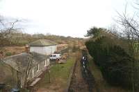 Looking east over the still remarkably preserved station and goods shed at Edrom in February 2006. 1 mile and 23 chains nearer Chirnside the Berwickshire line served a <i>Trotters siding</i>.<br><br>[James Young 22/02/2006]