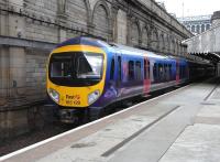 185 129 pulls out of Waverley <I>sub</I> platform 8 with a <I>First TransPennine Express</I> service for Manchester Airport on 17 June 2009.<br><br>[David Panton 17/06/2009]