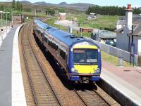 A southbound service runs through Dalwhinnie on 23 June 2009.<br><br>[Brian Forbes 23/06/2009]