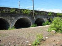 Partick Central - goods yard arches with current line over.<br><br>[Alistair MacKenzie 23/06/2009]