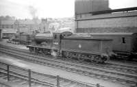 Reid ex-NBR <I>Scott</I> class 4-4-0 no 62428 <I>The Talisman</I>, seen coming off Hawick shed in May 1958, the year of its withdrawal by BR.<br><br>[Robin Barbour Collection (Courtesy Bruce McCartney) 24/05/1958]