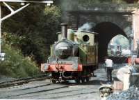 69023 <i>Joem</i> stands alongside Grosmont shed on 21 August 1984. The level crossing at Grosmont station can be seen in the background on the north side of the tunnel.<br><br>[David Pesterfield 21/08/1984]