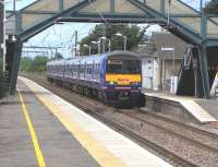 322 484 pulls into Prestonpans with a North Berwick service 4 July 2009<br><br>[David Panton 04/07/2009]