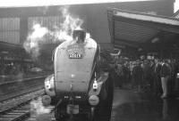 One of the many <I>Waverley</I> specials that operated during the run-up to final closure in the sixties stands at Carlisle behind A4 60019 <I>Bittern</I> in November 1966.<br><br>[K A Gray 12/11/1966]