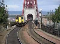 Northbound <i>Sprinter</i> begins the Forth Bridge crossing in 2004<br><br>[James Young 15/09/2004]