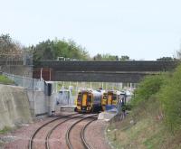 Trains pass at Livingston North in April 2009<br><br>[James Young 22/04/2009]