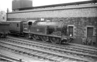 Gresley N2 0-6-2T no 69510 on shed at Hawick in 1958.<br>
<br><br>[Robin Barbour Collection (Courtesy Bruce McCartney) 24/05/1958]