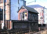 The former Dalmuir Park signal box, photographed in September 1987.<br><br>[David Panton /09/1987]