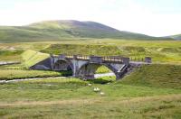 Much loved by sheep and railway photographers - the old bridge over the Elvan Water on the former route to Leadhills and Wanlockhead. Seen here in September 2005 looking towards the Lowther Hills.<br><br>[John Furnevel 12/09/2005]