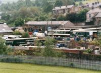 A large number of ex-Charterail demountable trailers being used for additional covered storage at the Penchem Chemicals depot in Colne in June 1997. The site was located a short distance from Colne viaduct.<br><br>[David Pesterfield 19/06/1997]