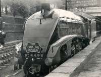 4498 <I>Sir Nigel Gresley</I> at the West end of Waverley station on 22nd June 1974, shortly before taking out the Aberdeen portion of <i>The Tyne Dee Coastal</i> special.<br><br>[Gordon Smith Collection (Courtesy Ken Browne) 22/06/1974]