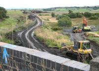 Activity on the Airdrie-Bathgate section on 28 August 2009.  Looking along the trackbed towards Blackridge from the A89 overbridge just east of Forrestfield station.<br><br>[John Furnevel 28/08/2009]