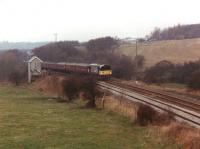 58008 passing the now demolished Crigglestone Junction signal box on Pathfinder's <i>Standedge Stomper</i> on 20 February 1994. [See image 28049] for a near identical view 20 years earlier. <br><br>[David Pesterfield 20/02/1994]
