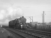 A B1 with a short freight heads south on the Waverley route on the approach to Longtown in the 1960s. <br><br>[K A Gray //]