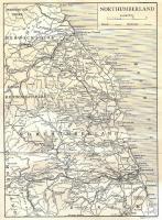 A map of Northumberland from around 1910-1920 which shows the rail network existing at that time. From Highways and Byways in Northumbria by Peter Anderson Graham.<br><br>[Alistair MacKenzie 12/09/2009]