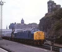 40013 takes a southbound ECML service away from the east end of Waverley in August 1981.<br><br>[Peter Todd 31/08/1981]
