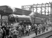 The Queen's College RTS <I>Flying Scotsman</I> railtour of 16 May 1964 ex-Edinburgh Waverley pictured following its arrival in Aberdeen. <br>
<br><br>[Robin Barbour Collection (Courtesy Bruce McCartney) 16/05/1964]