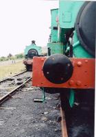 These saddle tanks are stabled next to the Big Pit mining museum, where one can go underground into the old pit (easiest for those under 4'10'!). One engine has a concealed speaker playing 'loose coupled shunting' noises - rather eerie.<br><br>[Ken Strachan 25/05/2009]