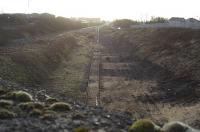 A view with all the existing lines visible. The two remaining sidings in the Long Lyes are visible, as vegetation clearance extended right along to the connection with the Troon line, which can just about be seen glinting in the distance.<br><br>[Robert Blane 06/03/2009]
