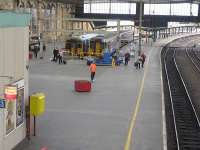 South end of Carlisle station in October 2009, with Settle and Carlisle and Newcastle arrivals at platforms 5 and 6. What happened to the cafe?<br><br>[Bruce McCartney 12/10/2009]
