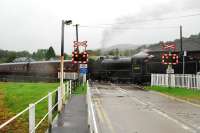 The <i>Jacobite</i> crosses the level crossing by Corpach station on its return to Fort William.<br><br>[Ewan Crawford 28/09/2009]