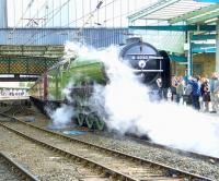 A1 Pacific no 60163 <I>Tornado</I> at Carlisle on 10 October, welcomed by hundreds of well-wishers. It just rolled into the station like poetry in motion... a real work of art.<br><br>[Brian Smith 10/10/2009]
