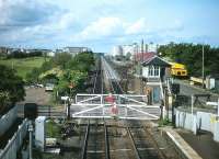 View west fromthe footbridge at Kingsknowe station on 26 May 1982.<br>
<br><br>[Peter Todd 26/05/1982]