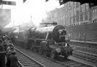 Black 5 no 44997 with A4 no 60009 <I>Union of South Africa</I> coming off BR <I>Grand Scottish Tour No 1</I> at Aberdeen on 25 March 1967, having hauled the train from Perth.<br><br>[Robin Barbour Collection (Courtesy Bruce McCartney) 25/03/1967]