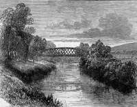Copy of a print showing the original railway bridge at Gartrenich. The print appeared in the Illustrated London News in 1882, the year the Aberfoyle branch was opened.<br><br>[Alan Dowsett Collection //1882]