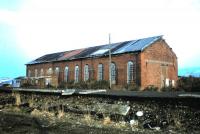 The former locomotive shed at Fairlie Pier, photographed in May 1984<br>
<br><br>[Colin Miller /05/1984]