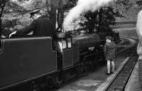 Having run around it's train, <I>River Mite</I> waits to return to Dalegarth on 30 May 1972.<br><br>[John McIntyre 30/05/1972]