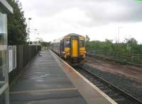 A Glagow Central - Carlisle service pulls away from Gretna Green in October 2006 prior to the redoubling of the Gretna - Annan section.<br><br>[Bruce McCartney /10/2006]