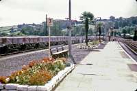 Lostwithiel station looking west in September 1962. The wagons on the left carry china clay to the port at Fowey. [See image 17877]<br><br>[John Thorn /09/1962]