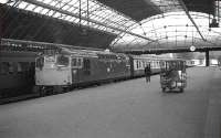 BRCW no 5401 arrives at Glasgow Queen Street in March 1974 with a push-pull service from Edinburgh Waverley.<br><br>[John McIntyre /03/1974]