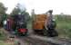 O&K 0-4-0WT 'Montalban' and Hunslet 0-4-0ST 'Irish Mail' bring a train back to Becconsall on the West Lancs Light Railway as visiting 0-4-2T 'Sragi No 1' waits in the headshunt for its next turn on 4 October 2009.<br><br>[John McIntyre 04/10/2009]