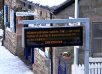 Conflicting evidence at Aberdour station on Sunday 10 January. It <br>
can't be 0602: in fact it's 1026. In what seems to me a bizarre fault the CIS display on the northbound plaform got stuck early one morning in the last days of 2009 as if frozen in the prolonged cold spell. Well there's a thaw today but it hasn't started moving again... <br>
<br><br>[David Panton 10/01/2010]