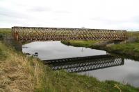 View south along the River Thurso south west of the village of Halkirk, Caithness, on 28 August 2007, showing the lattice girder bridge that carries the Far north line across the river.<br><br>[John Furnevel 28/08/2007]