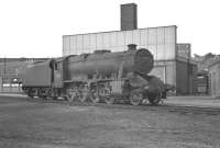 Portrait of Stanier 8F 2-8-0 no 48612 on Upperby shed, Carlisle, in June 1960.<br><br>[K A Gray 03/06/1960]