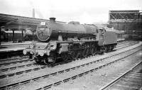 An easy number to remember... Jubilee class 4-6-0 no 45678 <I>De Robeck</I> stands on the centre road at the south end of Carlisle station in July 1958 awaiting the arrival of a train from the north. <br><br>[Robin Barbour Collection (Courtesy Bruce McCartney) 05/07/1958]