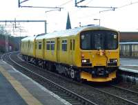 The Network Rail track assessment unit 950001 at Paisley Gilmour Street heading west on 23rd January 2010 <br><br>[Graham Morgan 23/01/2010]