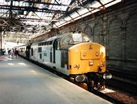 37 430 <I>Cwmbran</I> stands at the old platform 10 at Waverley in July 1997 with the <I>Royal Scotsman</I>. <br><br>[David Panton /07/1997]