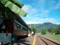 A view of the restaurant cars which make up the restaurant at Freshwater Station on the Kuranda Scenic Railway, Queensland. Photographed in May 2005.<br><br>[Brian Smith 08/05/2005]