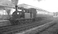 LBSCR <I>Terrier</I> 0-6-0T no 32650 stands at Hayling Island with the branch train from Havant in October 1962. This particular locomotive, built in 1876 (and which survives in preservation) hauled the last scheduled BR service over the Hayling Island branch on Saturday 3 November 1963.<br><br>[K A Gray 30/10/1962]