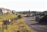 Another view over the former station and yard at Gullane in 1971, with the coal merchant still active. Gullane lost its passenger service in 1932 although the branch remained open until 1964. [See image 28052]<br><br>[Bill Roberton //1971]