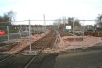 Track laid west from Bathgate looking towards Armadale on 14 March 2010. The current single line Bathgate terminus is off to the right.<br><br>[John Furnevel 14/03/2010]