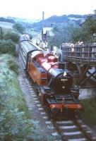 Scene at Haworth on the KWVR in the 1960s with Ivatt Ex-LMS class 2 2-6-2T no 41241 with a train for Oxenhope at the platform.<br><br>[Robin Barbour Collection (Courtesy Bruce McCartney) //]