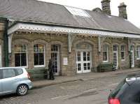 Passenger entrance to the former Alnwick Station, now Barter Books bookshop, in March 2010..<br><br>[Alistair MacKenzie 22/03/2010]