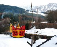 Impressive looking snow blower in the sidings at Crianlarich in March 2010.<br><br>[Ewan Crawford 08/03/2010]